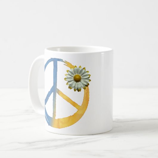 Ukrainisch - PEACE Symbol Signieren Daisy Ukraine Kaffeetasse (Vorderseite Links)