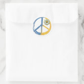 Ukrainisch - PEACE Symbol Signieren Daisy Ukraine  Runder Aufkleber (Tasche)