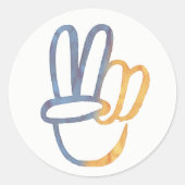 Ukrainisch - PEACE Symbol V-Zeichen Ukraine Anti-K Runder Aufkleber (Vorderseite)