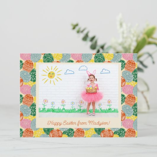Ukrainisch Pysanky Eggs Custom Foto Osterfest Einladung (Stehend Vorderseite)
