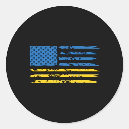 Ukrainische amerikanische Flagge Amerika USA Ukrai Runder Aufkleber (Vorderseite)