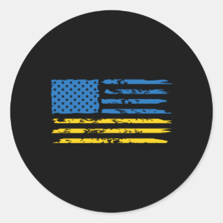 Ukrainische amerikanische Flagge Amerika USA Ukrai Runder Aufkleber