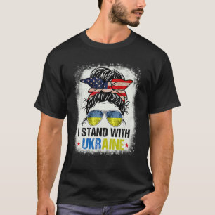 Ukrainische amerikanische Flagge Ich stehe mit der T-Shirt