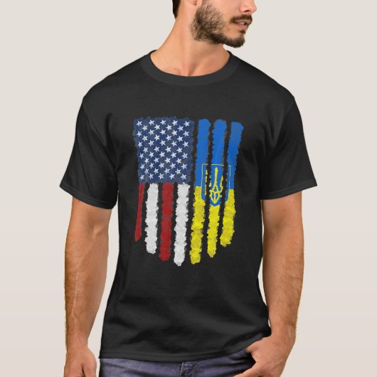 Ukrainische amerikanische Flagge Ukraine USA Ameri T-Shirt (Vorderseite)