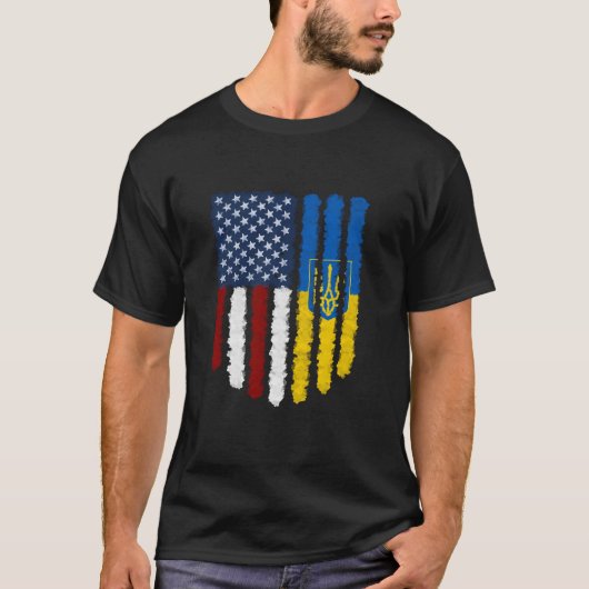 Ukrainische amerikanische Flagge Ukraine USA Ameri T-Shirt (Vorderseite)