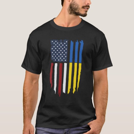 Ukrainische amerikanische Flagge Ukraine USA Ameri T-Shirt (Vorderseite)