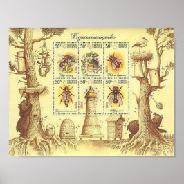 Ukrainische Bienenzucht-Briefmarke Poster