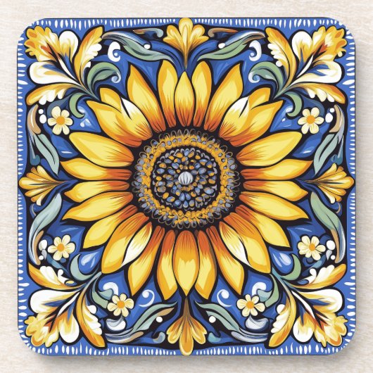 Ukrainische Blumen-Volks kunst Getränkeuntersetzer (Vorderseite)
