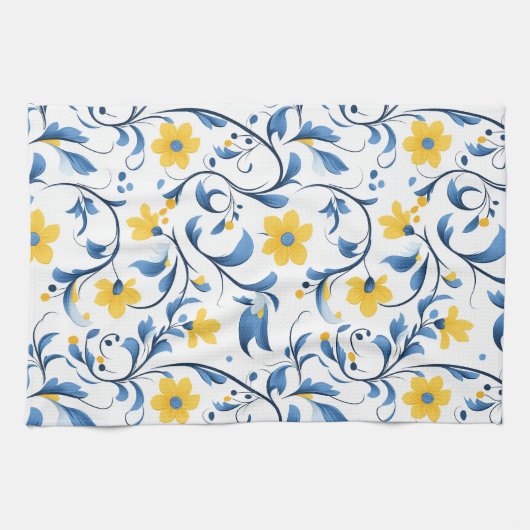 Ukrainische Blumenvolksmotiven. Geschirrtuch (Horizontal)