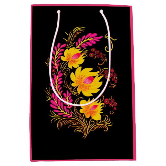 Ukrainische Blumige Volkskunst Mittlere Geschenktüte (Vorderseite)