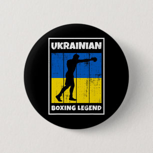 Ukrainische Boxlegende mit Flagge für Ukraine Boxe Button