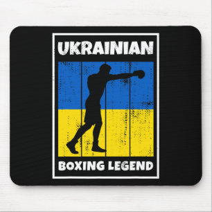 Ukrainische Boxlegende mit Flagge für Ukraine Boxe Mousepad