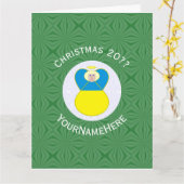 Ukrainische Engel-Weihnachtsflagge Personalisiert Karte (Gelbe Blume)