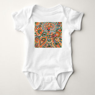 Ukrainische ethnische Blume, handGezeichnet Marker Baby Strampler