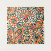 Ukrainische ethnische Blume, handGezeichnet Marker Wandteppich (Vorderseite)