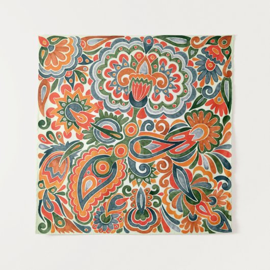 Ukrainische ethnische Blume, handGezeichnet Marker Wandteppich (Vorderseite)