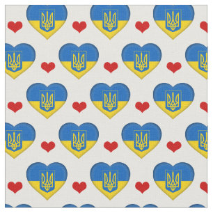 ukrainische Fahne & Red Heart Fashion Fabric / Ukr Stoff