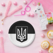 Ukrainische Flagge, Emblem & Ukraine - Schwarz / W Pappteller (Party)