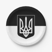 Ukrainische Flagge, Emblem & Ukraine - Schwarz / W Pappteller (Vorderseite)
