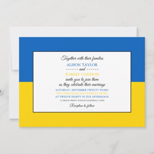 Ukrainische Flagge, Flagge der Ukraine Hochzeit Einladung (Vorderseite)