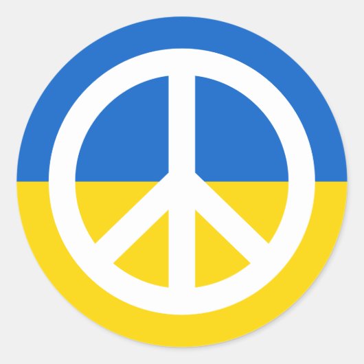 ukrainische Flagge Friedenssymbol Ukraine gegen Kr Runder Aufkleber (Vorderseite)