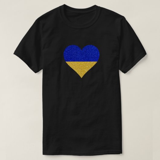 Ukrainische Flagge Herz Glitzer T - Shirt (Design vorne)