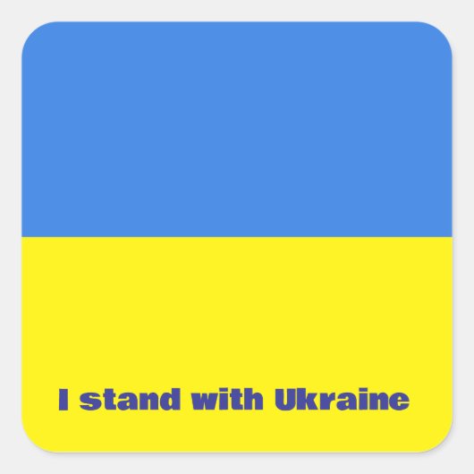 ukrainische Flagge, ich stehe mit der Ukraine, Quadratischer Aufkleber (Vorderseite)