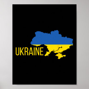 Ukrainische Flagge Karte Liebe Unterstütze Ukraine Poster
