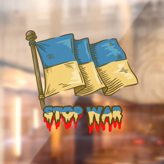 Ukrainische Flagge: Krieg beenden Fensteraufkleber (Blatt 2)
