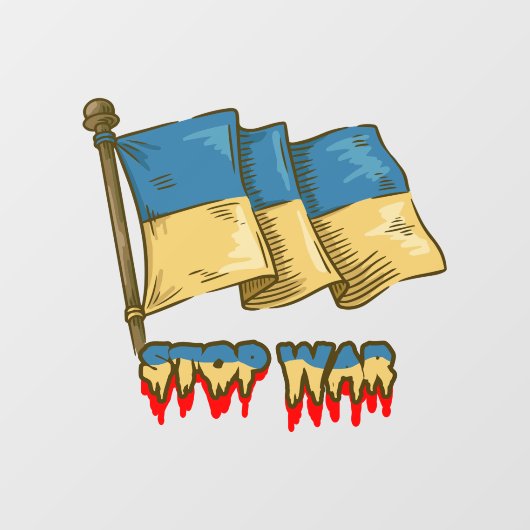 Ukrainische Flagge: Krieg beenden Fensteraufkleber (Blatt)