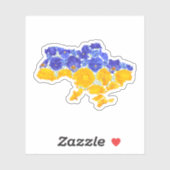 Ukrainische Flagge mit Blumenmuster Aufkleber (Blatt)