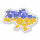 Ukrainische Flagge mit Blumenmuster Aufkleber (Vorderseite)