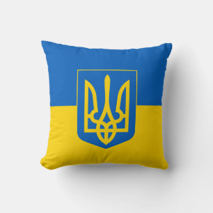 Ukrainische Flagge mit dem Wappen Kissen