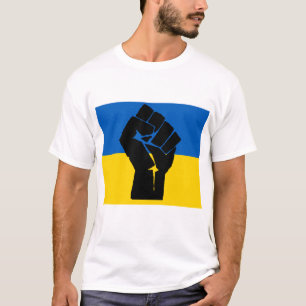 Ukrainische Flagge mit der schwarzen Faust T-Shirt