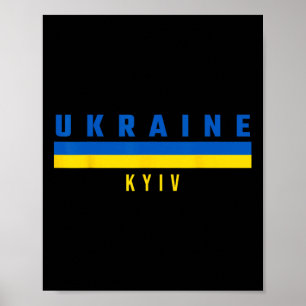 Ukrainische Flagge mit Text Ukraine- Kiew in Großb Poster