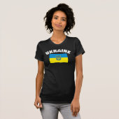 Ukrainische Flagge mit Tryzub-Schild T-Shirt (Vorne ganz)