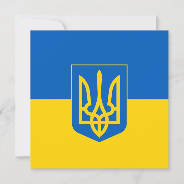 Ukrainische Flagge mit Wappen (Vorderseite)