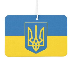 Ukrainische Flagge mit Wappen Autolufterfrischer