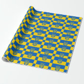 Ukrainische Flagge mit Wappen Geschenkpapier (Ungerollt)