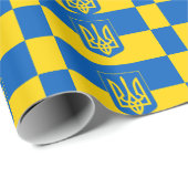 Ukrainische Flagge mit Wappen Geschenkpapier (Rolleneckpunkt)