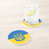 Ukrainische Flagge mit Wappen Getränkeuntersetzer (Seite)