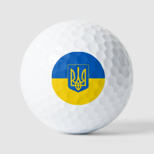 Ukrainische Flagge mit Wappen Golfball