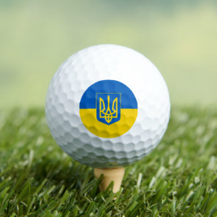 Ukrainische Flagge mit Wappen Golfball
