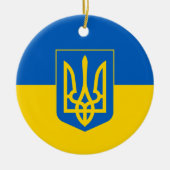 Ukrainische Flagge mit Wappen Keramik Ornament (Vorne)
