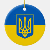 Ukrainische Flagge mit Wappen Keramik Ornament (Hinten)
