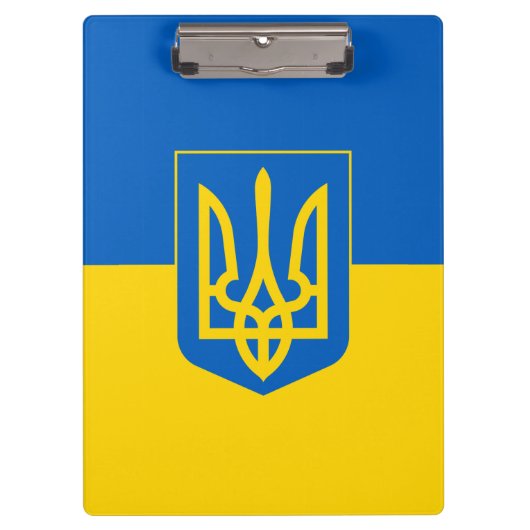 Ukrainische Flagge mit Wappen Klemmbrett (Vorderseite)