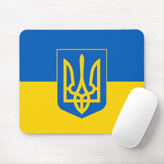 Ukrainische Flagge mit Wappen Mousepad (Mit Mouse)