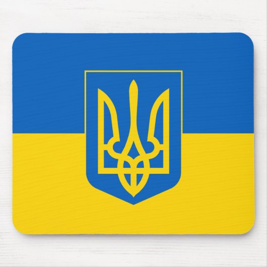 Ukrainische Flagge mit Wappen Mousepad (Vorne)