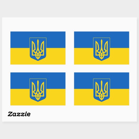 Ukrainische Flagge mit Wappen Rechteckiger Aufkleber (Blatt)