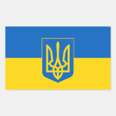 Ukrainische Flagge mit Wappen Rechteckiger Aufkleber (Vorderseite)